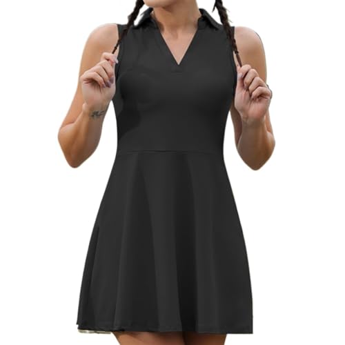 Women Tennis 2pcs Tennis Dress Suit Solid Sleeveless Turn-Down Collar Badmintan Golf Tennis Dresses