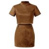 Women's Grace Faux Suede Crop Top and Mini Skirt Set