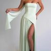 31wmESt4MNL.jpg Strapless Bridesmaid Dress with Scarf Chiffon Long Prom Dresses Evening Dress