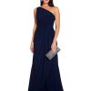 Women's One Shoulder Jersey Dress, Red Wine, 8