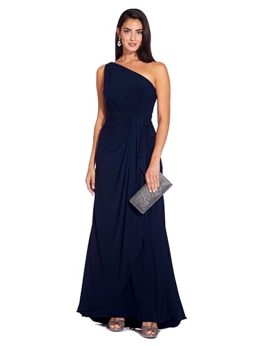 Women's One Shoulder Jersey Dress, Red Wine, 8