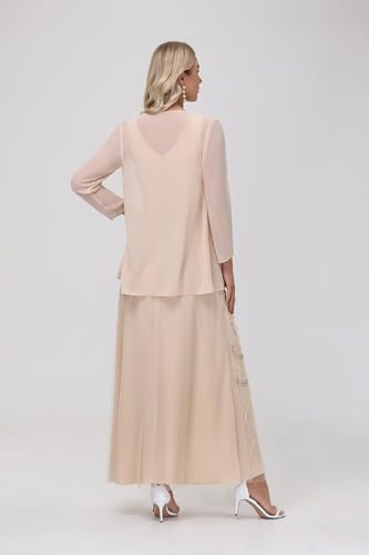 Chiffon Long Mother of The Bride Dress 2025 Sequin Wedding Guest Dress with Jacket CY134