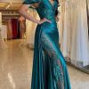 41-wnsZktL.jpg Off Shoulder Satin Prom Dresses Long 2025 Beaded Formal Dresses Pleated Evening Party Gown with Slit Tail