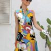 410a857jXUL.jpg Tennis Dresses for Women with 2 Pockets Sleeveless Womens Golf Dress Quarter Zip Stand Collar Printed Athletic Dress