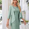 Women's Sequin Dress - Wedding Guest & Mother of The Bride Formal Dress - Two Piece Knee Length