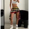 411NLmbg9PL.jpg Women's Plaid Skirt Low Waist Asymmetrical Tiered Ruffle Y2k Mini Skirts