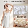 100% Mulberry Silk Nightgown for Women - 19 Momme Silk Sexy Lingerie, Sleeveless Slip Dress