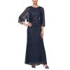 Women's Long Sleeveless Gown with Bolero Cascade Jacket, Mother of The Bride, Party Dress