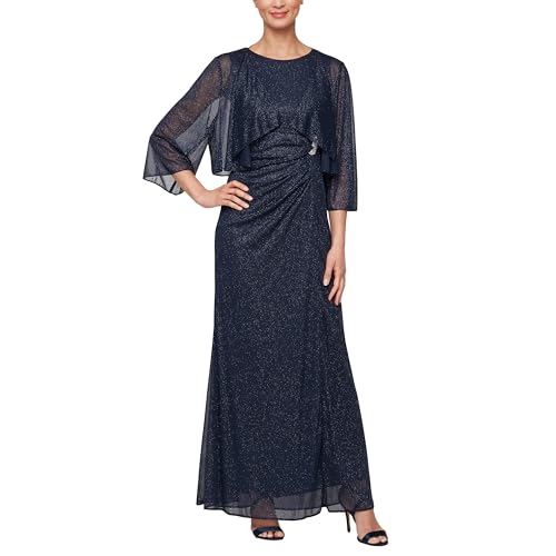 412IYjVI3L.jpg Women's Long Sleeveless Gown with Bolero Cascade Jacket, Mother of The Bride, Party Dress