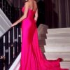 412tyypRKlL.jpg Strapless Beaded Mermaid Prom Dresses 2024 Long Satin Sweetheart Formal Evening Party Bridesmaid Gowns for Wedding with Slit