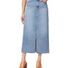 Jeans for Women High Rise Frayed Hem Front Slit Maxi Jean Skirt 36-Inch, Sizes 0-12