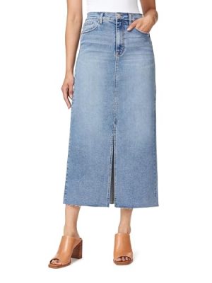 413f4cMRBL.jpg Jeans for Women High Rise Frayed Hem Front Slit Maxi Jean Skirt 36-Inch, Sizes 0-12