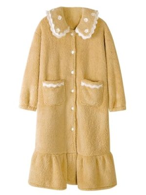 414qxJuH3YL.jpg JSEIAJB Plush Pajama Dress Cardigan Bathrobe Pajamas Pajamas Women's Autumn And Winter Long Thickened