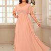 Short Sleeves Plus Size Mother of The Bride Dresses for Curvy Women V Neck Formal Dresses with Pockets YZTS224