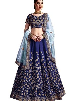 indian ready to wear silk flared bridal lehenga choli for women with stitched blouse and dupatta (8079-U)