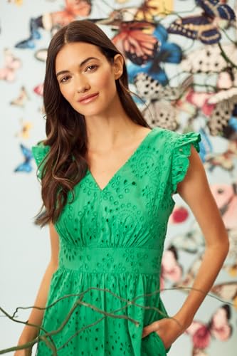 417jN6879tL.jpg Women's Sleeveless V-Neck with Ruffle Shoulder Detail and Tiered Skirt