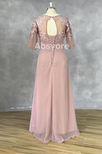 418KvjLAMGL.jpg Lace Mother of The Bride Dresses for Wedding 3/4 Sleeves Chiffon Long Formal Evening Gown for Women