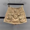 41BLeEr2SHL.jpg American Casual Pocket Work Denim Skirt for Women in Summer Slimming Short Pants