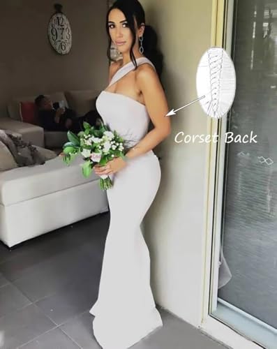 41C7tU1V4QL.jpg Stretch Spandex Bridesmaid Dresses Long 2025 One Shoulder Formal Gowns for Women Mermaid Prom Wedding Guest Dress DR0194