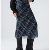 Women's Vintage Plaid Print Layered Fishtail Skirt High Waist Long Skirts