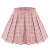 Plus Size Basic Versatile Stretchy Elastic Waist Flared Casual Mini Skater Skirt/Pleated Plaid Skirt for Women XL-5XL