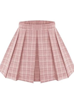 41EAGpJxMWL.jpg Plus Size Basic Versatile Stretchy Elastic Waist Flared Casual Mini Skater Skirt/Pleated Plaid Skirt for Women XL-5XL