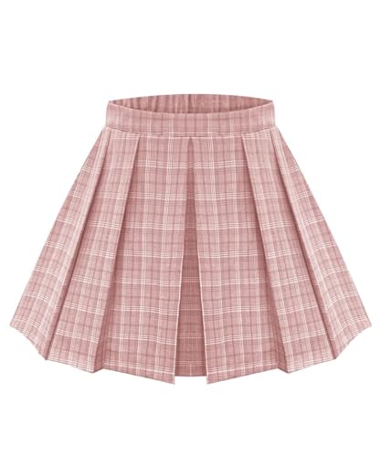 Plus Size Basic Versatile Stretchy Elastic Waist Flared Casual Mini Skater Skirt/Pleated Plaid Skirt for Women XL-5XL