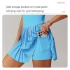 Tennis Skirt with Inner Lining Golf Pleated Skirt Suit Double Layer Design Dresses Workout Dress with Pockets
