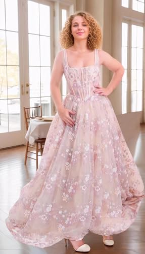 Elegant Tulle Prom Dresses for Teens Retro A Line Square Neck Formal Evening Party Gowns 2024