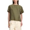 Women 100% Silk Tee Shirts Short Sleeve Striped T-Shirt Summer Business Casual Mulberry Silk Tshirts Crewneck Tops