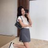 Korean Style Gray Casual Skirt Short Womens Summer Waist Pants