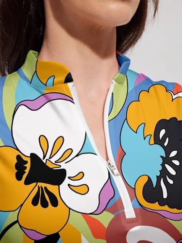 41GV39PaYaL.jpg Tennis Dresses for Women with 2 Pockets Sleeveless Womens Golf Dress Quarter Zip Stand Collar Printed Athletic Dress