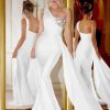 One Shoulder Mermaid Bridesmaid Dresses for Wedding Long Satin Prom Dresses Beaded Lace Appliques Formal Evening Party Gowns