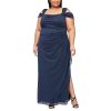 Women's Cold Shoulder Mother of The Bride Dress W/Ruched Skirt, Formal Event, Wedding Guest Gown (Plus Size)