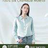 Silk Blouses for Women Long Sleeve Women’s 100% Pure Silk Blouses Elegant Button Down Shirt Smooth Tops Cool Shirts