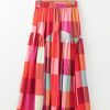 Women's Multicolour Plaid Print Ruched High Waist Casual Maxi Skirt