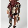 Women's Plaid Ruffle Mini Skirt Y2k A Line Layered Asymmetrical Hem Skirts with Shorts Underneath