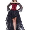 41IWArpAvrL.jpg Women's Steampunk Victorian Off Shoulder Corset Top With High Low Skirt