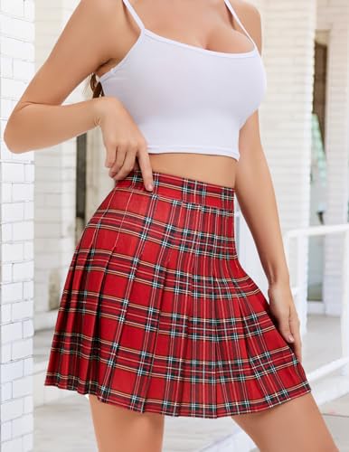41KIXxmxojL.jpg Pleated Skirts for Women Mini High Waist Skater Tennis Skirt A-line Cheerleader Skirt
