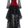 41KQ4eKtugL.jpg Women's Steampunk Victorian Off Shoulder Corset Top With High Low Skirt