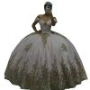 Bling Sequined Pearls Gold Embellishment Ball Gown Sweet 16 Quinceanera Dresses 2025 Mexican XV