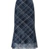 Women's Vintage Plaid Print Layered Fishtail Skirt High Waist Long Skirts