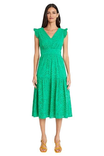 41Lt4j484qL.jpg Women's Sleeveless V-Neck with Ruffle Shoulder Detail and Tiered Skirt