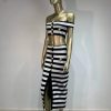 Women Stripe Off Shoulder Crop Top and High Waist Skirt Two Piece Sets Celebrity Evening Club Party Outfits