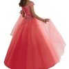 Girls' Off The Shoulder Pageant Dresses Tulle Aline Princess Prom Dress Formal Ball Gowns TF017