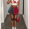 Women's Plaid Pleated Mini Skirt High Waisted A Line Y2k Skater Skirts