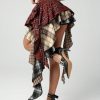 Plaid Skirts for Women Ruffle Asymmetrical Layered Hem Y2k Skirt with Shorts Underneath