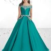 Flower Girls Off The Shoulder Pageant Dresses Long Princess Birthday Formal Party Ball Gowns Aline with Pockets