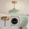 Milk Ceiling Light mid Century Modern Ceiling Light fixtures with Milk Green Glass Shade Gold Semi Flush Mount Ceiling Light,