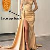 Beaded Prom Dresses 2025 Strapless Mermaid Spakly Formal Dresses Evening Gowns with Slit